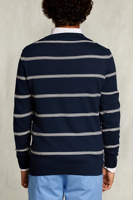 SLIM FIT STRIPED PIMA COTTON SWEATER FRENCH DARK MIX BLUE 2