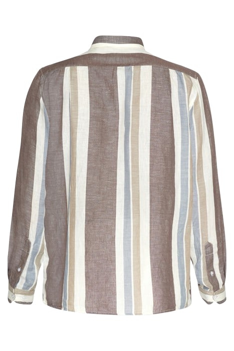 GINOSI LINEN WIDE STRIPE BLUE MIRAGE 5