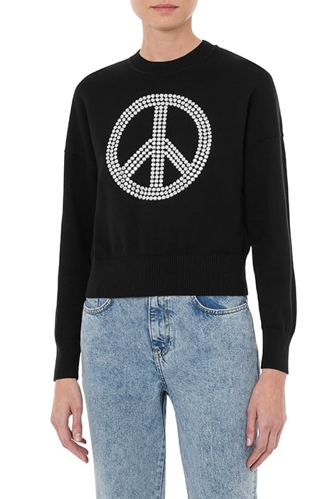 PEACE SYMBOL COTTON SWEATER BLACK 1