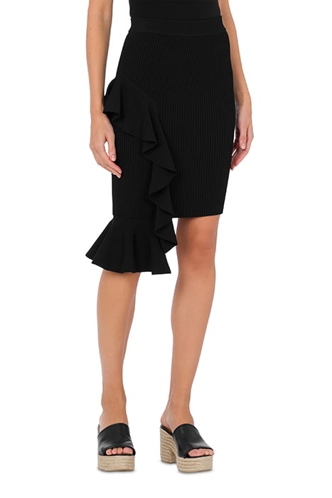 STRETCH VISCOSE SKIRT WITH RUFFLES BLACK 1