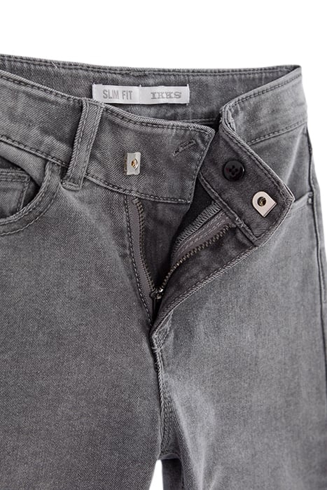 GIRLS' GREY SLIM JEANS WITH ASYMMETRIC ZIP & FRINGED CUFFS 3