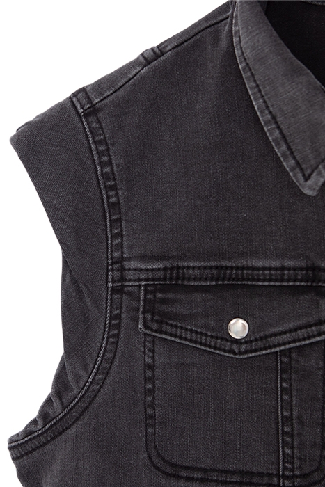GIRLS' FADED BLACK DENIM SLEEVELESS JACKET 4