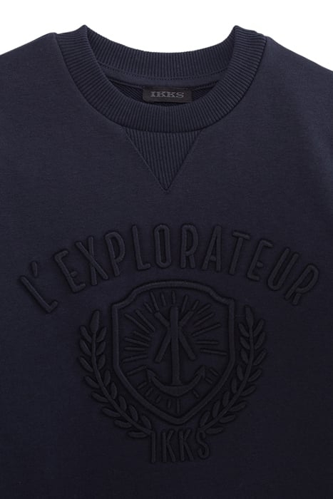 BOYS' NAVY ORGANIC COTTON SWEATSHIRT, XL EMBROIDERED CREST 3