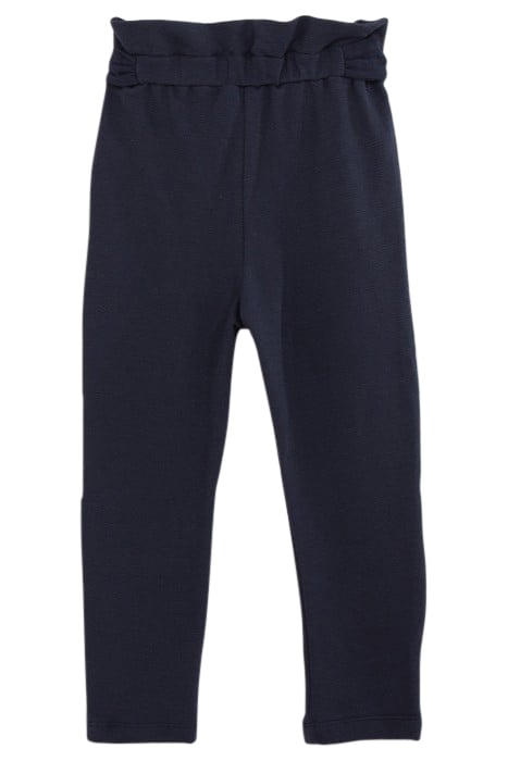 GIRLS' NAVY ORGANIC COTTON KNIT TROUSERS WITH BELT TO TIE 2