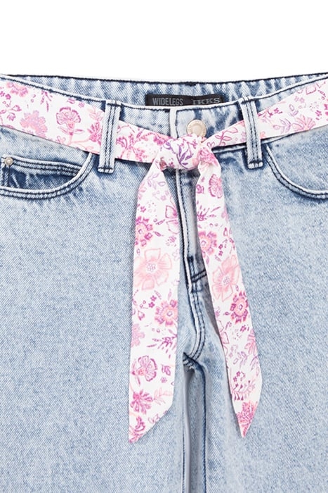 GIRLS' BLUE WIDE LEG JEANS WITH SCARF BELT 4
