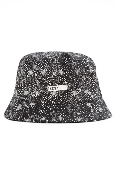 BOYS’ BLACK ORGANIC COTTON SUN HAT WITH EXOTIC LEAF PRINT 1