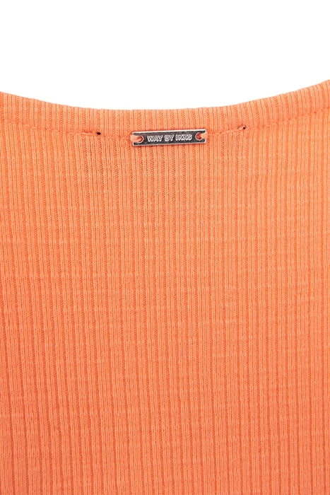 GIRLS’ ORANGE ORGANIC COTTON T-SHIRT, BOW EFFECT ON FRONT 4