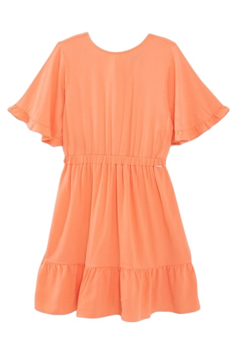 GIRLS’ ORANGE DRESS WITH WIDE RUFFLED SLEEVES 2