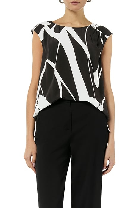 COMMA BLOUSES SLEEVELESS GREY/BLACK 1