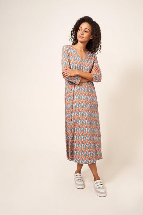 TEA MIDI JERSEY DRESS GREY MULTI 1