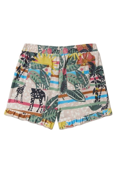RENEE PRINTED FRILL SHORTS NATURAL MULTI 3