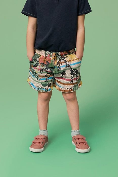 RENEE PRINTED FRILL SHORTS NATURAL MULTI 1