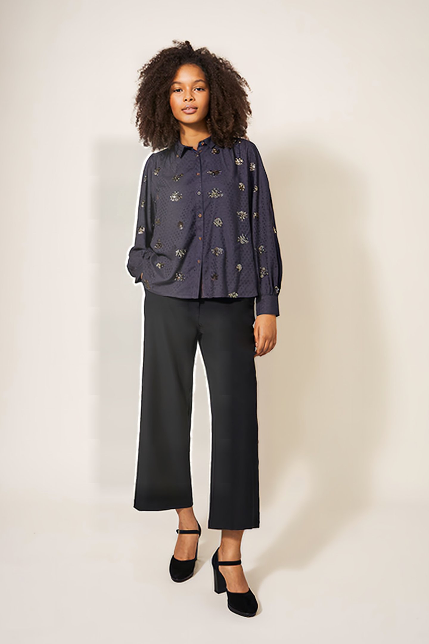 AYLA SEQUIN SHIRT BLACK MULTI 1