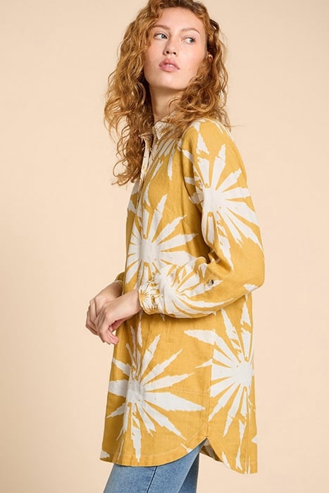 EVELYN LINEN TUNIC CHARTREUSE PRINT 3