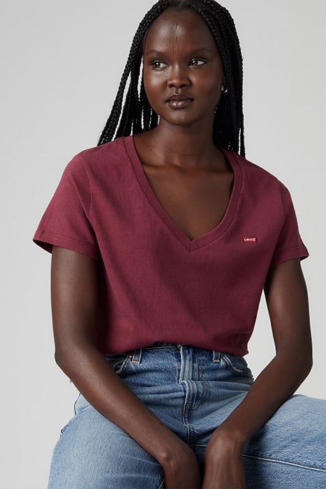 PERFECT SLUB VNECK BURGUNDY SLUB 4