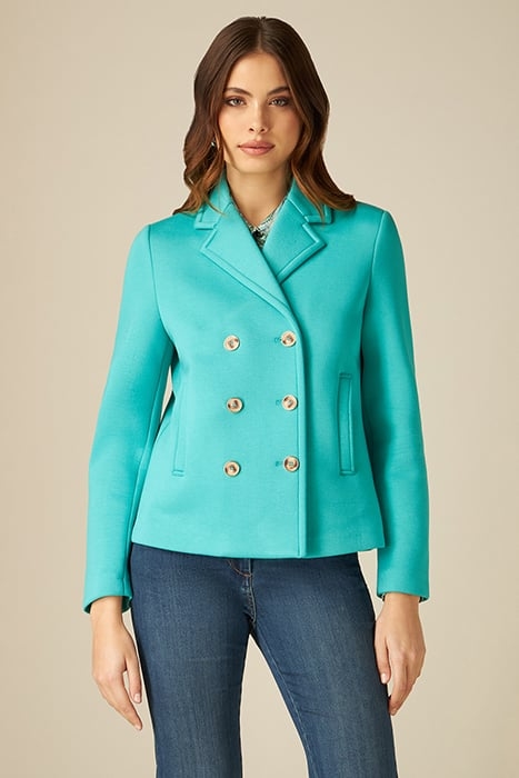 SCUBA FABRIC DOUBLE-BREASTED JACKET LIGHT BLUE 1