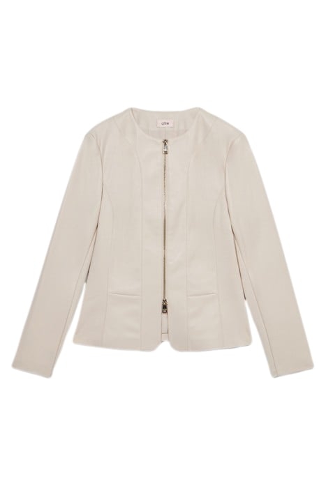 SLIM FIT WINTER JACKET IN COATED FABRIC NATURAL 4