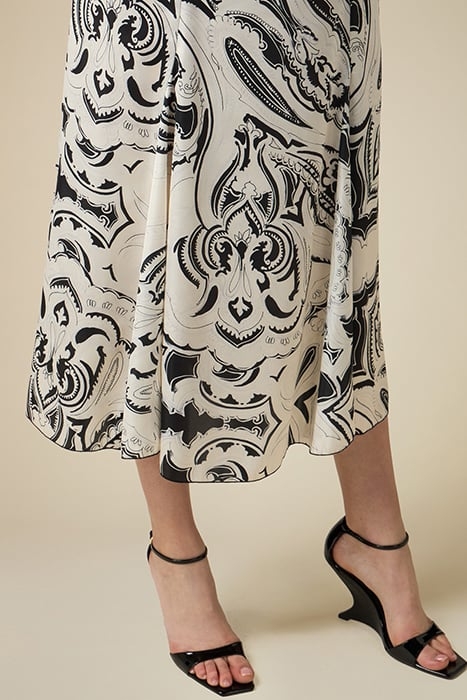 PATTERNED SATIN LONG SKIRT WHITE 5