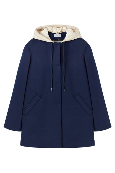 SCUBA FABRIC COAT WITH DETACHABLE HOOD BLUE 3