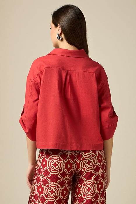 LINEN BLEND BOXY JACKET ORANGE 2