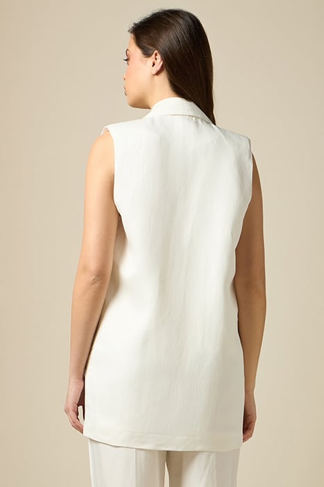 LONG LINEN BLEND WAISTCOAT WHITE 2