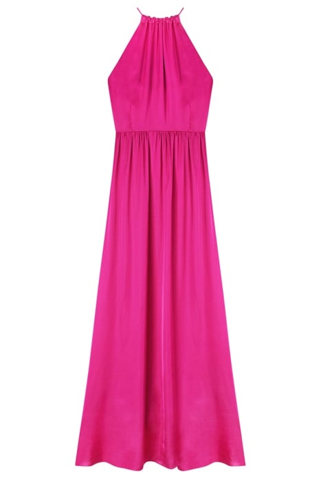 SATIN HALTERNECK DRESS FUCSIA 3