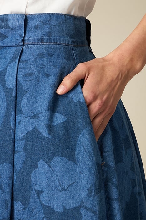 DENIM PATTERN EFFECT MIDI SKIRT BLUE 4