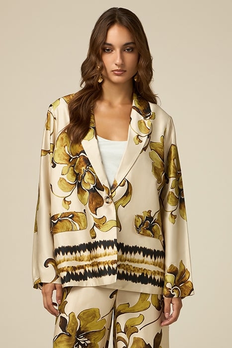 PATTERNED VISCOSE SATIN JACKET NATURAL 1