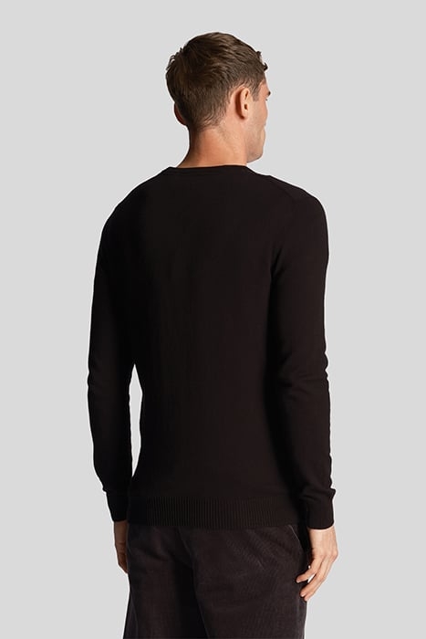 COTTON MERINO V NECK JUMPER JET BLACK 2