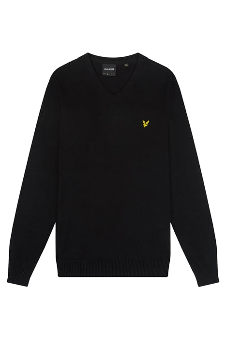 COTTON MERINO V NECK JUMPER JET BLACK 4