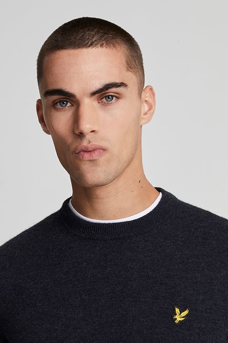 LAMBSWOOL BLEND CREW NECK JUMPER DARK NAVY MARL 5