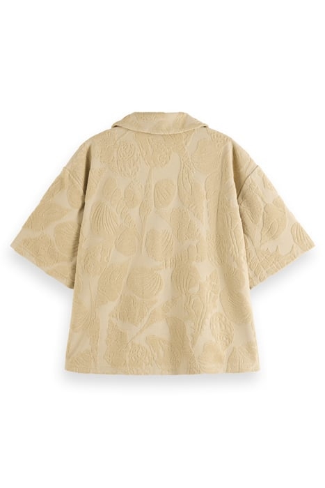 JACQUARD TOWELING CAMP SHIRT MOCCA 5
