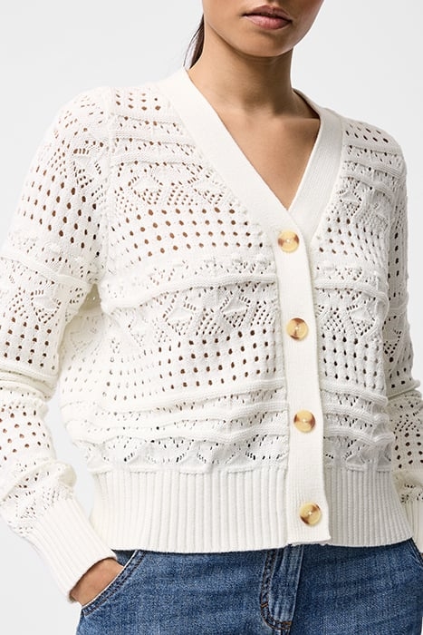 CROCHET BOBBLE KNIT CARDIGAN SUMMER WHITE 3