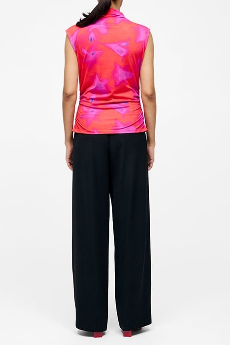 CHRISTY RUCHED SLEEVELESS TOP RASPBERRY SORBET MLT 3