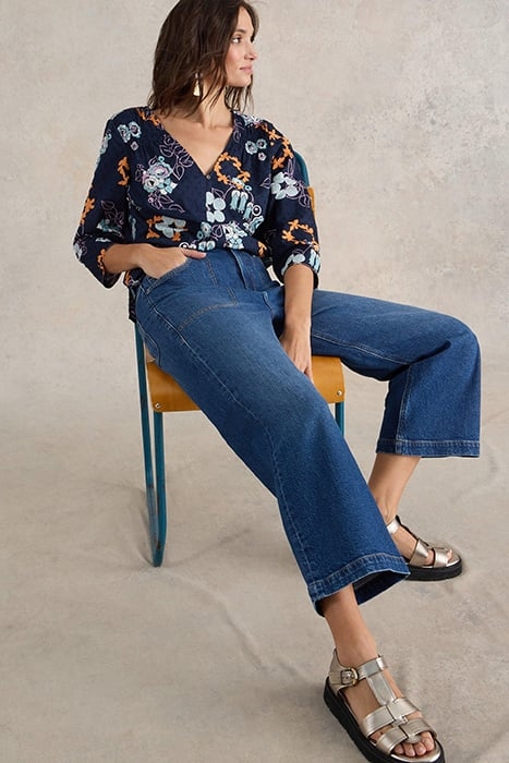 TIA WIDE LEG CROP JEAN DARK DENIM 4