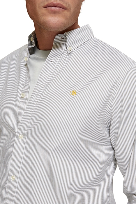 ESSENTIAL OXFORD STRIPE SHIRT ARMY / WHITE STRIPE 6