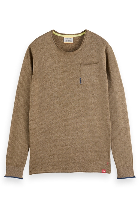 LINEN COTTON BLEND CREW NECK ALGAE 1