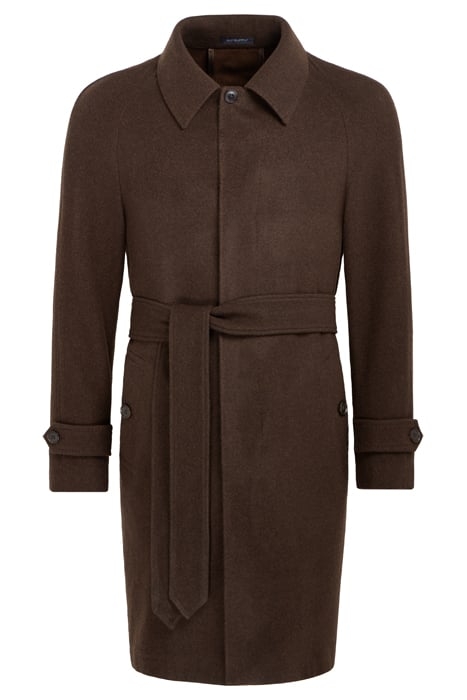 DARK BROWN BELTED OVERCOAT 4