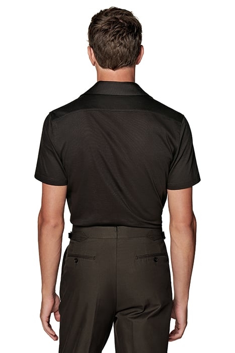 DARK BROWN CAMP COLLAR EXTRA SLIM FIT SHIRT 2