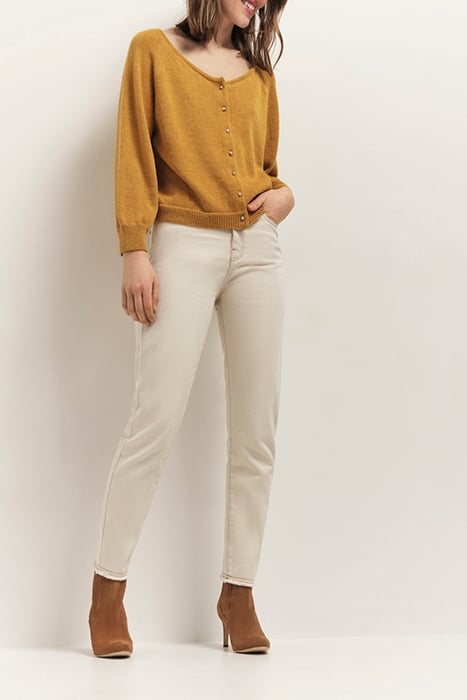 TASTE - HONEY LUREX KNITTED CARDIGAN WITH BOAT NECK 4