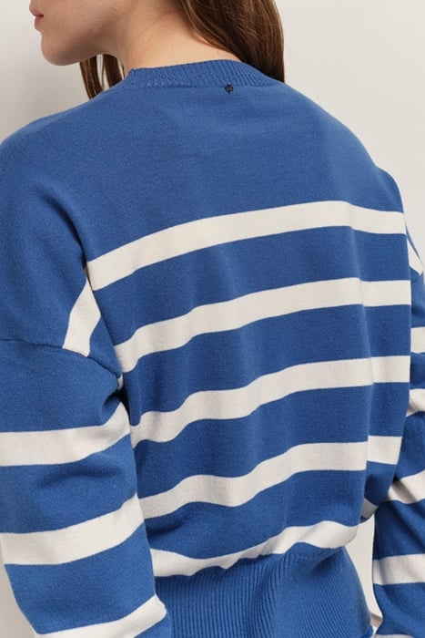 TIANA - SWEATER SANTORIN BLUE KNIT WITH STRIPES MOTIF EMBROI 4