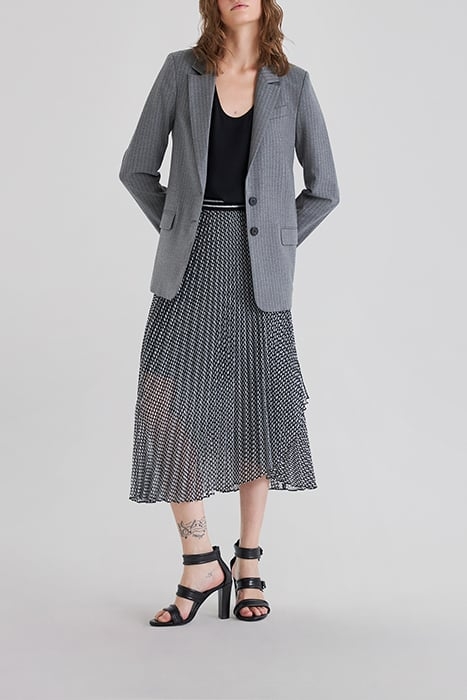 BLACK PLEATED MIDI SKIRT WITH TIE PRINT 3