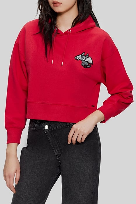 CRIMSON RED HOODIE WITH EMBROIDERED DRAGON 1