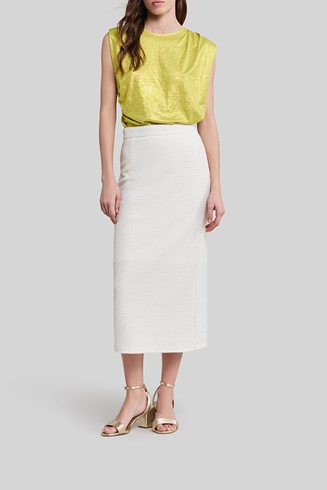 LIME IRIDESCENT SOFT LINEN T-SHIRT WITH GATHERS 3