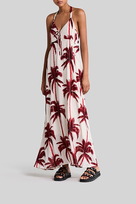 ECRU LONG DRESS WITH PALM TREE PRINT 4