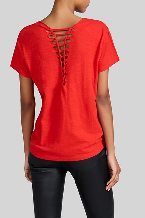 POPPY RED T-SHIRT WITH LACED BACK 2
