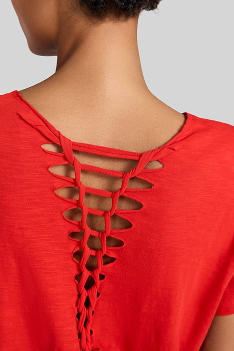 POPPY RED T-SHIRT WITH LACED BACK 6