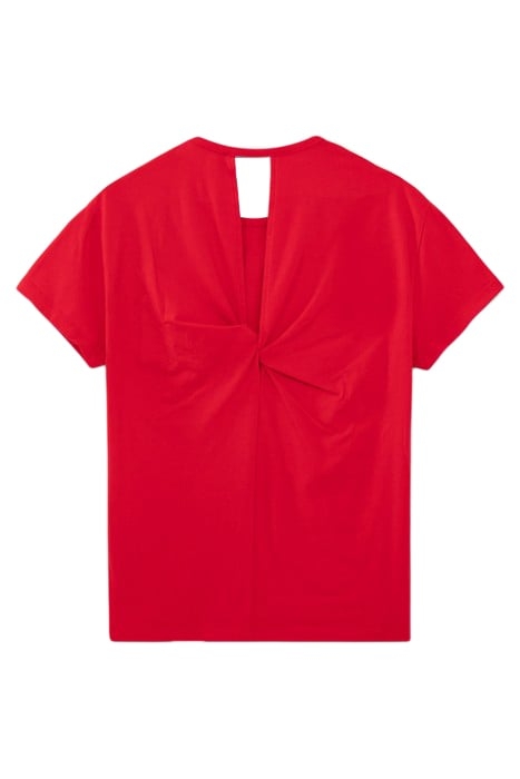 RED KNOTTED ORGANIC COTTON T-SHIRT 2