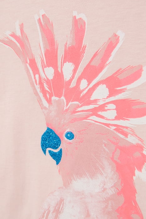 GIRLS’ PINK T-SHIRT WITH BLUE GLITTER PARROT IMAGE 5