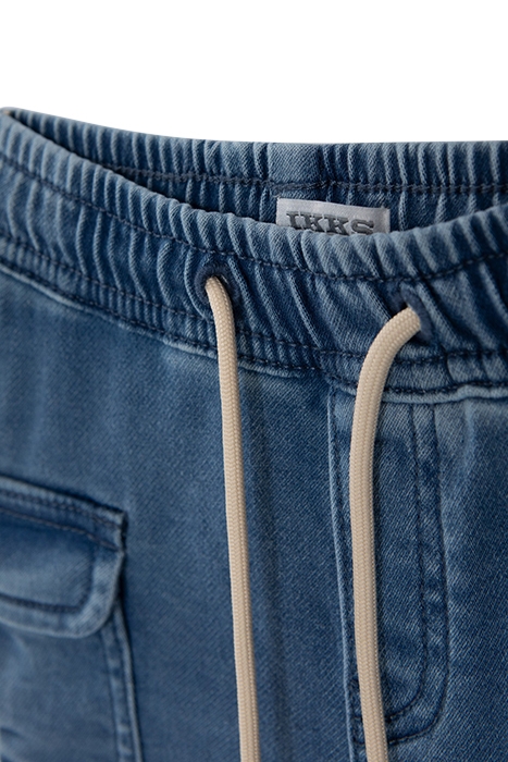 BABY BOYS’ BLUE DENIM CARGO ELASTICATED WAIST BERMUDAS 7